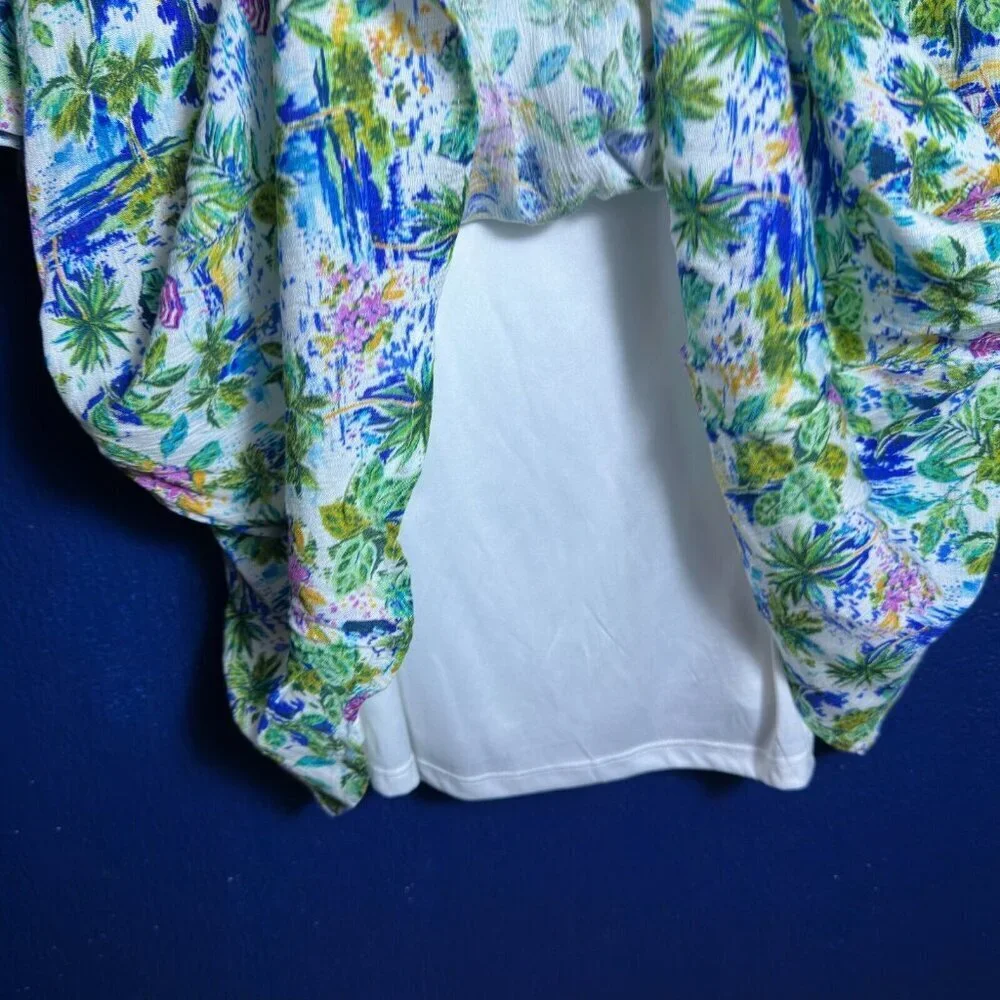 Caribbean Joe Size M Pink White Blue Print Aqua Dress lined Travel Casual nwt - Picture 13 of 14